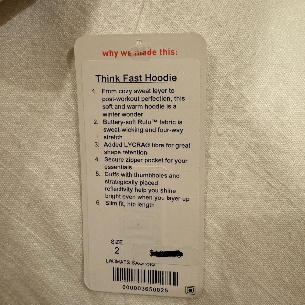 Lululemon Think Fast hoodie NWT​ - Picture 2 of 5